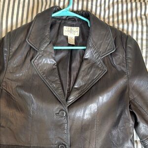 Nordstrom Vintage 90s Black Leather Jacket Size M Petite
